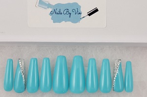 NailsByVin Blue Rhinestone Accent